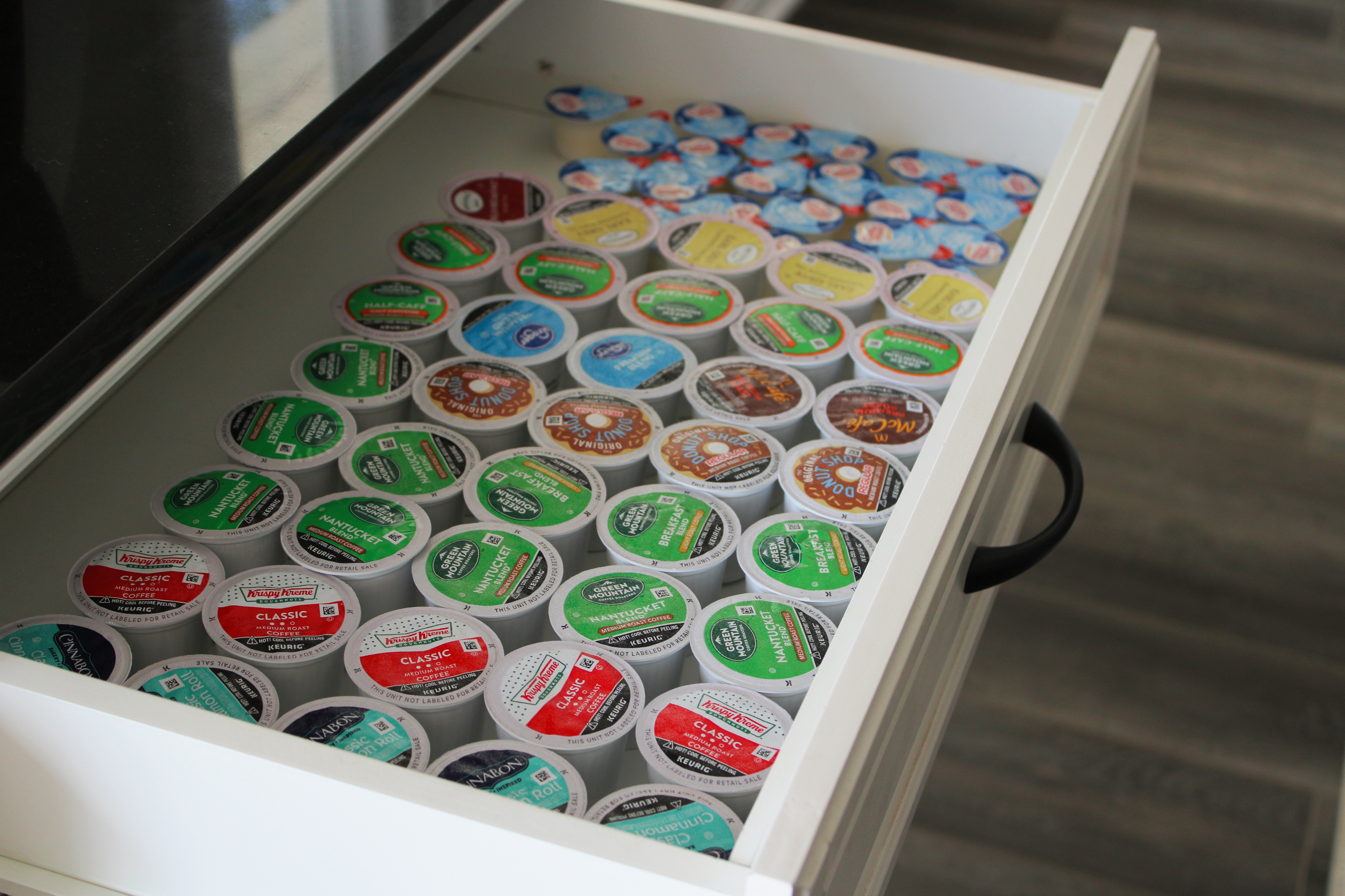 Coffee bar available to rental guests with a variety of complimentary teas and coffee